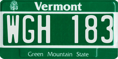 VT license plate WGH183