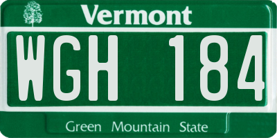 VT license plate WGH184