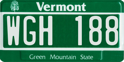 VT license plate WGH188
