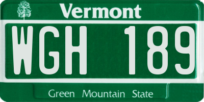 VT license plate WGH189