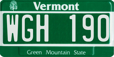 VT license plate WGH190