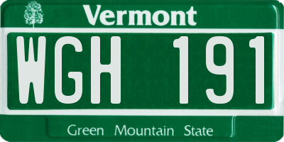 VT license plate WGH191
