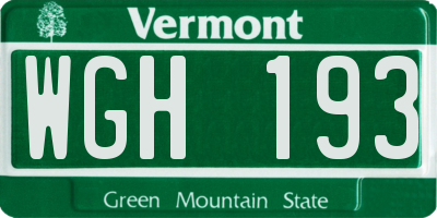 VT license plate WGH193