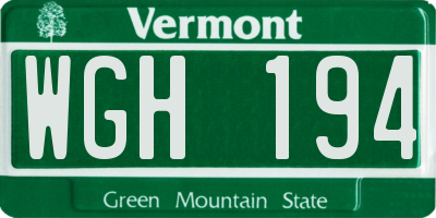 VT license plate WGH194