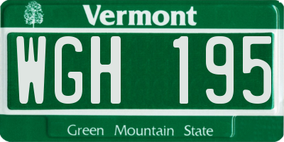 VT license plate WGH195