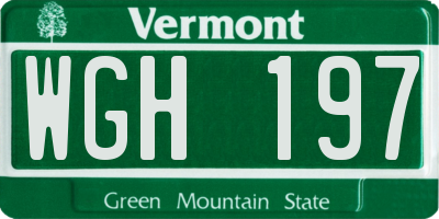 VT license plate WGH197