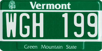 VT license plate WGH199