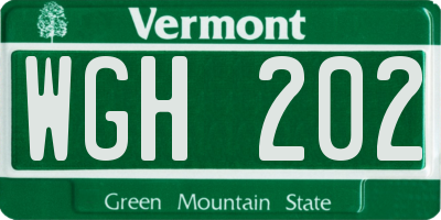 VT license plate WGH202