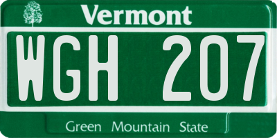 VT license plate WGH207