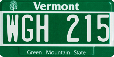 VT license plate WGH215