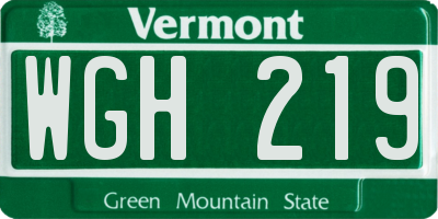 VT license plate WGH219