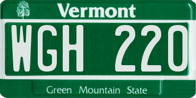 VT license plate WGH220