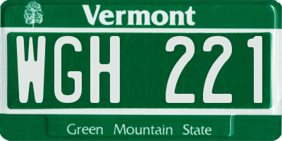 VT license plate WGH221