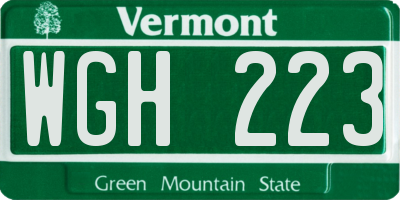 VT license plate WGH223