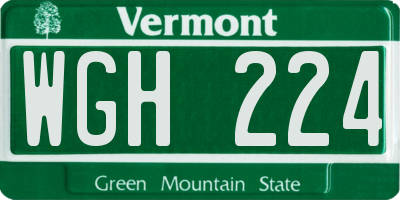 VT license plate WGH224