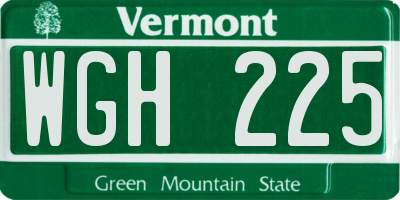VT license plate WGH225
