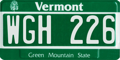 VT license plate WGH226