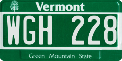 VT license plate WGH228