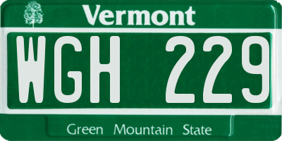 VT license plate WGH229