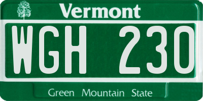 VT license plate WGH230