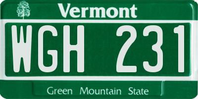 VT license plate WGH231