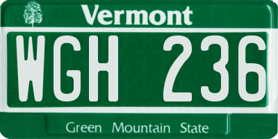 VT license plate WGH236