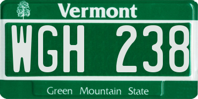 VT license plate WGH238