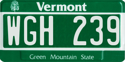 VT license plate WGH239