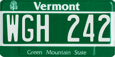 VT license plate WGH242