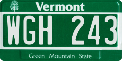 VT license plate WGH243