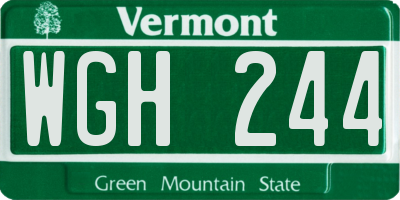 VT license plate WGH244