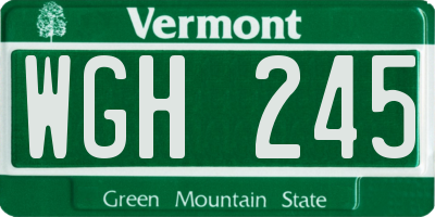 VT license plate WGH245