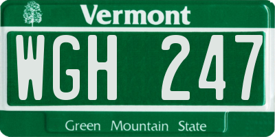 VT license plate WGH247