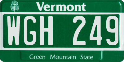 VT license plate WGH249