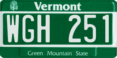 VT license plate WGH251