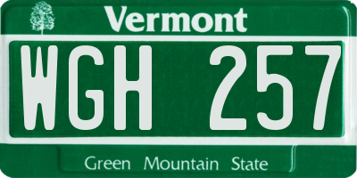 VT license plate WGH257