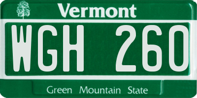 VT license plate WGH260