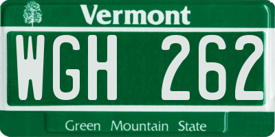 VT license plate WGH262