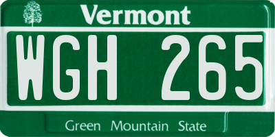 VT license plate WGH265