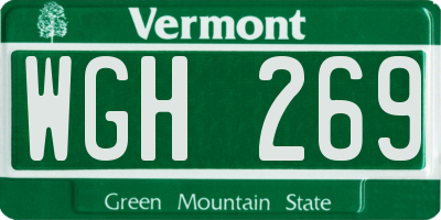 VT license plate WGH269