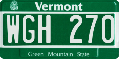 VT license plate WGH270