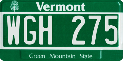 VT license plate WGH275