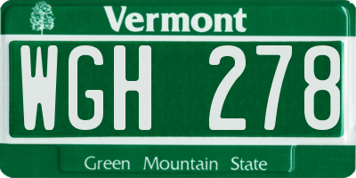 VT license plate WGH278