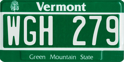 VT license plate WGH279