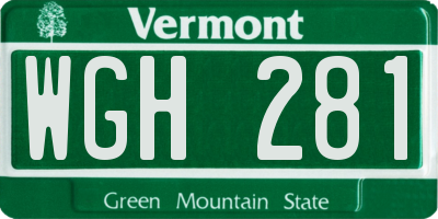VT license plate WGH281