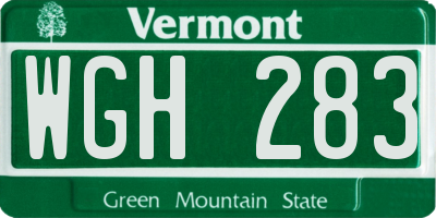 VT license plate WGH283