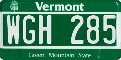 VT license plate WGH285
