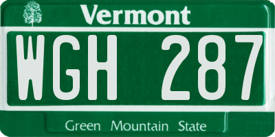 VT license plate WGH287