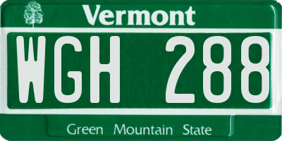VT license plate WGH288