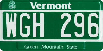 VT license plate WGH296
